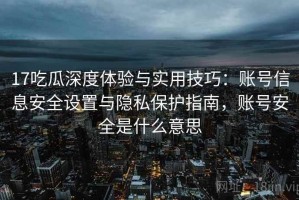 17吃瓜深度体验与实用技巧：账号信息安全设置与隐私保护指南，账号安全是什么意思