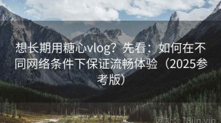 想长期用糖心vlog？先看：如何在不同网络条件下保证流畅体验（2025参考版）
