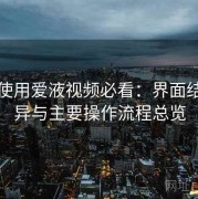 新手使用爱液视频必看：界面结构差异与主要操作流程总览