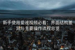 新手使用爱液视频必看：界面结构差异与主要操作流程总览