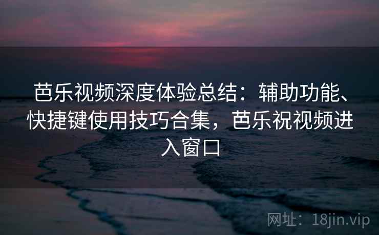 芭乐视频深度体验总结：辅助功能、快捷键使用技巧合集，芭乐祝视频进入窗口