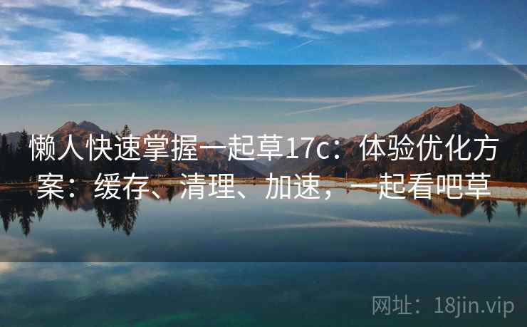 懒人快速掌握一起草17c：体验优化方案：缓存、清理、加速，一起看吧草