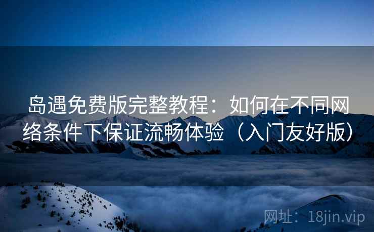 岛遇免费版完整教程：如何在不同网络条件下保证流畅体验（入门友好版）
