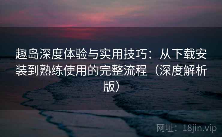 趣岛深度体验与实用技巧：从下载安装到熟练使用的完整流程（深度解析版）